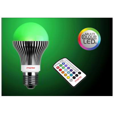 LED-Leuchtmittel RGB mit IR-Fernbedienung Fassung E27, m
